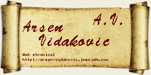 Arsen Vidaković vizit kartica
